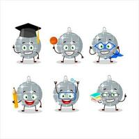 School student of christmas ball grey cartoon character with various expressions vector