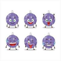 Cartoon character of christmas ball purple with smile expression vector