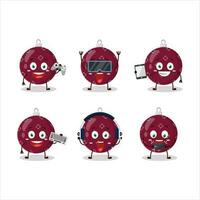 Christmas ball dark purple cartoon character are playing games with various cute emoticons vector