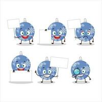 Christmas ball blue cartoon character bring information board vector