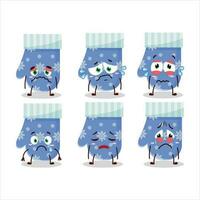 Blue gloves cartoon character with sad expression vector