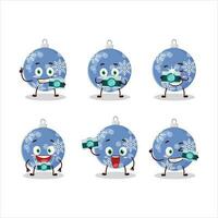 Photographer profession emoticon with christmas ball blue cartoon character vector