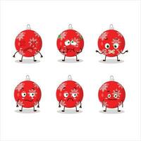 Christmas ball red cartoon character with nope expression vector