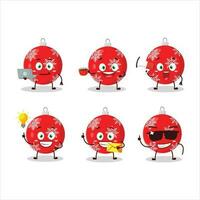 Christmas ball red cartoon character with various types of business emoticons vector