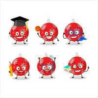 School student of christmas ball red cartoon character with various expressions vector