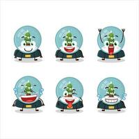 Cartoon character of snowball with tree with smile expression vector