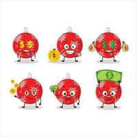 Christmas ball red cartoon character with cute emoticon bring money vector