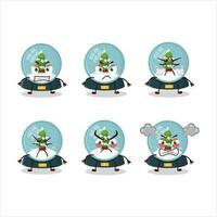 Snowball with tree cartoon character with various angry expressions vector