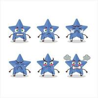 New blue stars cartoon character with various angry expressions vector