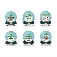 Snowball with tree cartoon character with sad expression vector