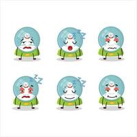 Cartoon character of snowball with snowman with sleepy expression vector