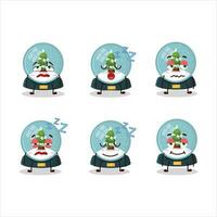 Cartoon character of snowball with tree with sleepy expression vector