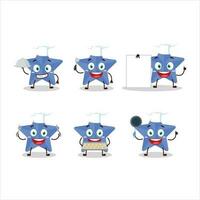 Cartoon character of new blue stars with various chef emoticons vector