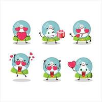 Snowball with snowman cartoon character with love cute emoticon vector