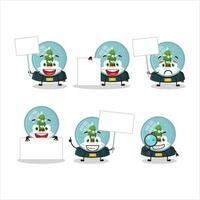 Snowball with tree cartoon character bring information board vector