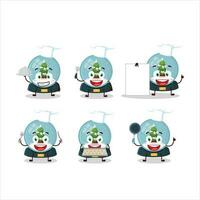 Cartoon character of snowball with tree with various chef emoticons vector