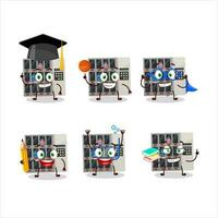 School student of vending machine cartoon character with various expressions vector