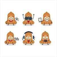 Bell cookie cartoon character are playing games with various cute emoticons vector