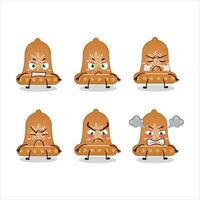 Bell cookie cartoon character with various angry expressions vector