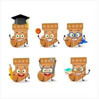 School student of socks cookie cartoon character with various expressions vector