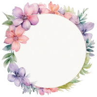 Floral watercolor frame. Illustration Generative AI png