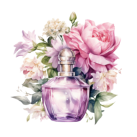 acquerello profumo con fiori. illustrazione ai generativo png