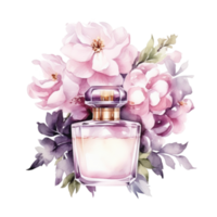 waterverf parfum met bloemen. illustratie ai generatief png