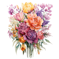 vattenfärg blomma bukett. illustration ai generativ png