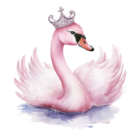 Cute watercolor swan princess. Illustration Generative AI png