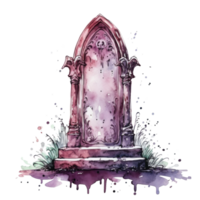 Watercolor halloween cute cartoon tombstone isolated. Illustration AI Generative png