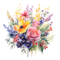 aquarelle fleur bouquet. illustration ai génératif png
