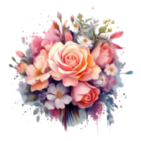 Watercolor flower bouquet. Illustration AI Generative png