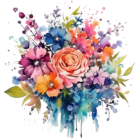 aquarelle fleur bouquet. illustration ai génératif png