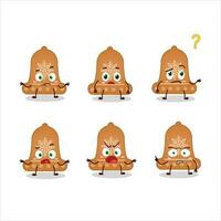 Cartoon character of bell cookie with what expression vector