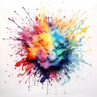 Abstract background with rainbow coloured paint splatter photo