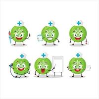 médico profesión emoticon con Navidad pelota verde dibujos animados personaje vector