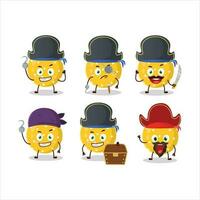Cartoon character of christmas ball yellow with various pirates emoticons vector
