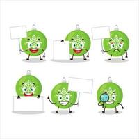 Christmas ball green cartoon character bring information board vector