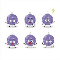 Cartoon character of christmas ball purple with what expression vector