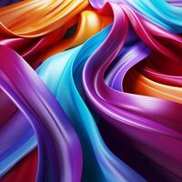 Abstract background with rainbow coloured flowing material waves photo