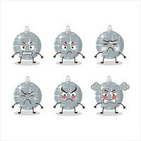 Christmas ball grey cartoon character with various angry expressions vector