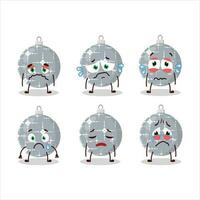 Christmas ball grey cartoon character with sad expression vector