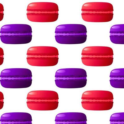 Seamless pattern purple and red macarons. Highly detailed dessert, macaroon, sweets, menu design, restaurants shop. Gradient macarons. Vector illustration