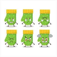 Green gloves cartoon character with various angry expressions vector