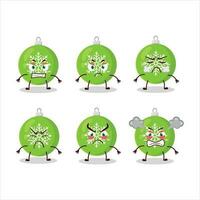 Christmas ball green cartoon character with various angry expressions vector