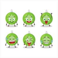 Cartoon character of christmas ball green with smile expression vector