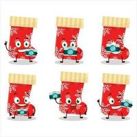 Photographer profession emoticon with red christmas socks cartoon character vector