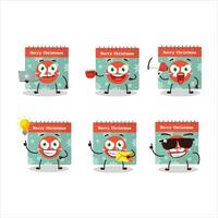 25th december calendar cartoon character with various types of business emoticons vector