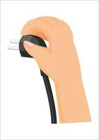 vector illustration of a hand holding a power plug cable