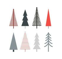 Set of modern Scandinavian Christmas trees. Happy New year. Winter holidays. Simple nordic style. Xmas mood. vector